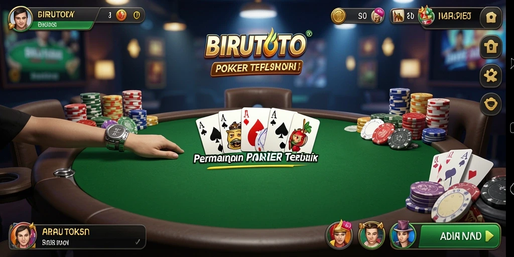 Tampilan gameplay menarik dari BIRUTOTO yang menyuguhkan keseruan Poker.