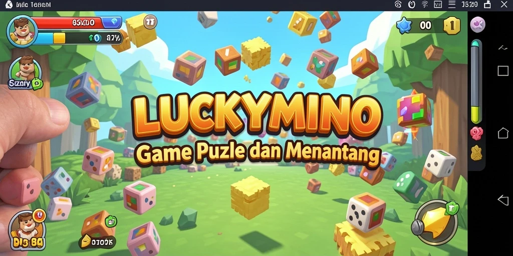 Screenshot utama LUCKYMINO menampilkan gameplay puzzle yang seru.