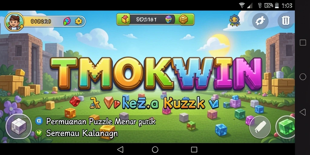 Screenshot gameplay utama TMOKWIN dengan tantangan puzzle yang menarik.